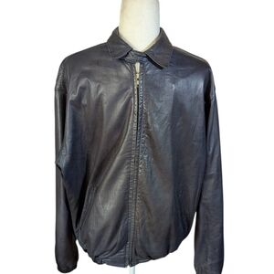 Polo By Ralph Lauren Leather Bomber Jacket Deep Brown/ Black Soft Leather Sz M